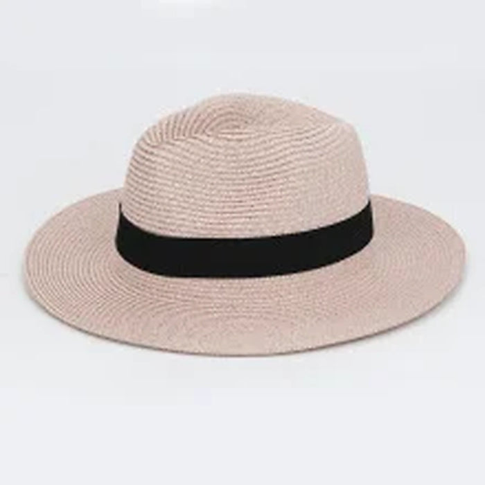 Sombrero Fedora de Paja con Banda en Beige Rosado | HA2112128