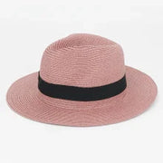 Sombrero Fedora de Paja con Banda en Beige Rosado | HA2112128