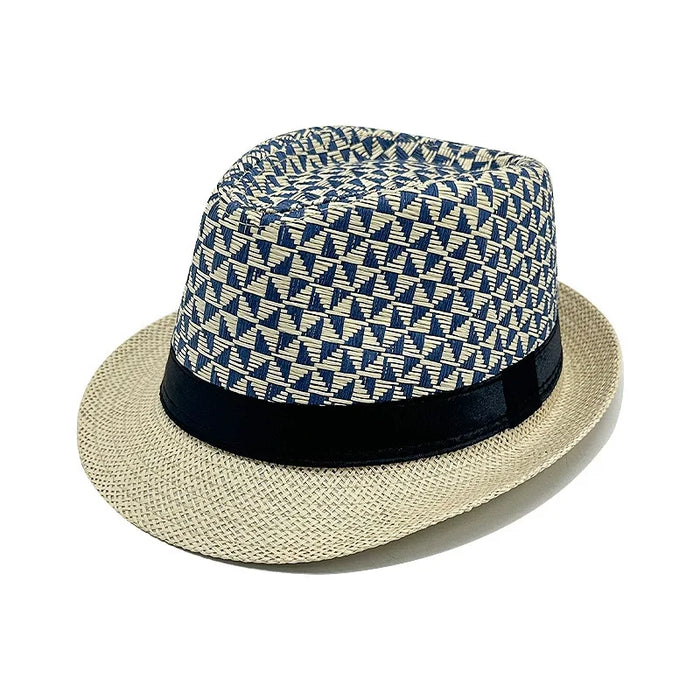 Sombrero Fedora Estampado con Banda en Marfil Azul | HA2504095