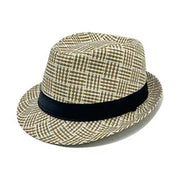 Sombrero Fedora de Paja Tejida en Caqui Negro | HA2504097