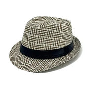 Sombrero Fedora de Paja Tejida en Caqui Negro | HA2504097