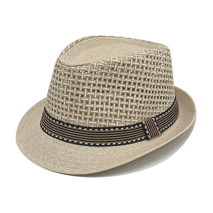 Sombrero Fedora de Paja con Banda en Beige Claro | HA2504272